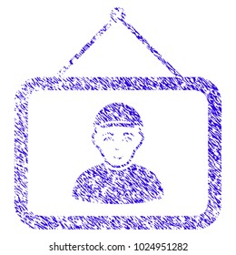 Grunge Guy Portrait rubber seal stamp watermark. Icon symbol with grunge design and scratched texture. Unclean vector blue sign guy portrait.