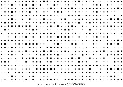 Grunge halftone background. Digital gradient. Pattern with squares small and large scale. Design element for web banners, posters, cards, wallpapers, sites, panels. Vector illustration 