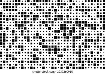 Grunge halftone background. Digital gradient. Pattern with squares small and large scale. Design element for web banners, posters, cards, wallpapers, sites, panels. Vector illustration 