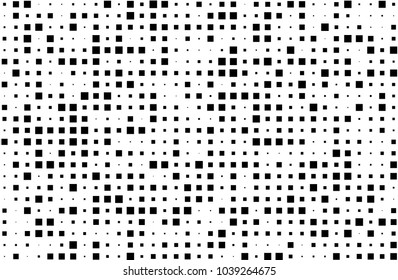 Grunge halftone background. Digital gradient. Pattern with squares small and large scale. Design element for web banners, posters, cards, wallpapers, sites, panels. Vector illustration 