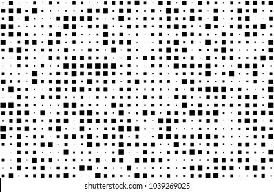 Grunge halftone background. Digital gradient. Pattern with squares small and large scale. Design element for web banners, posters, cards, wallpapers, sites, panels. Vector illustration 