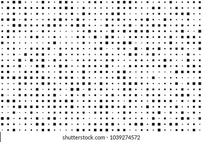 Grunge halftone background. Digital gradient. Pattern with squares small and large scale. Design element for web banners, posters, cards, wallpapers, sites, panels. Vector illustration 