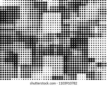 Grunge halftone background. Digital gradient. Dotted pattern with circles, dots, point small and large scale. Design element for web banners, posters, cards, wallpapers, sites, panels.
