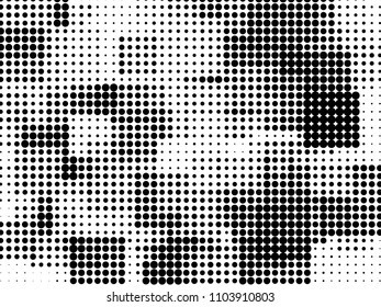 Grunge halftone background. Digital gradient. Dotted pattern with circles, dots, point small and large scale. Design element for web banners, posters, cards, wallpapers, sites, panels.