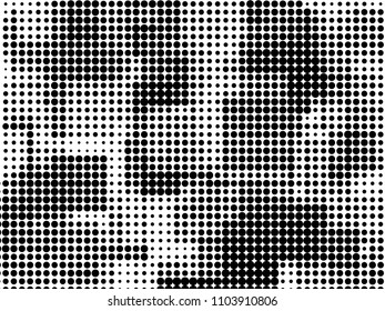 Grunge halftone background. Digital gradient. Dotted pattern with circles, dots, point small and large scale. Design element for web banners, posters, cards, wallpapers, sites, panels.