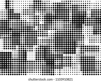 Grunge halftone background. Digital gradient. Dotted pattern with circles, dots, point small and large scale. Design element for web banners, posters, cards, wallpapers, sites, panels.