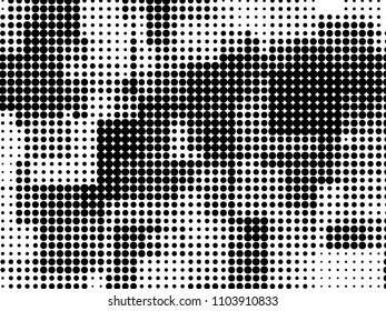 Grunge halftone background. Digital gradient. Dotted pattern with circles, dots, point small and large scale. Design element for web banners, posters, cards, wallpapers, sites, panels.