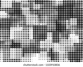 Grunge halftone background. Digital gradient. Dotted pattern with circles, dots, point small and large scale. Design element for web banners, posters, cards, wallpapers, sites, panels.