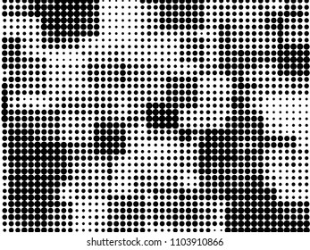 Grunge halftone background. Digital gradient. Dotted pattern with circles, dots, point small and large scale. Design element for web banners, posters, cards, wallpapers, sites, panels.