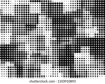 Grunge halftone background. Digital gradient. Dotted pattern with circles, dots, point small and large scale. Design element for web banners, posters, cards, wallpapers, sites, panels.