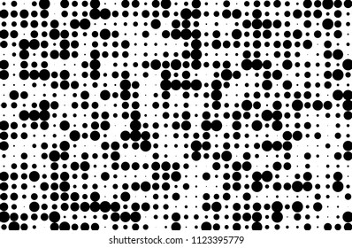 Grunge halftone background. Digital gradient. Dotted pattern with circles, dots, points small and large scale. Design element for web banners, posters, cards, sites, panels Vector illustration