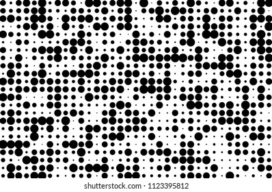 Grunge halftone background. Digital gradient. Dotted pattern with circles, dots, points small and large scale. Design element for web banners, posters, cards, sites, panels Vector illustration