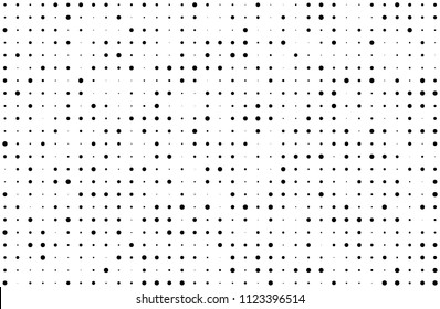 Grunge halftone background. Digital gradient. Dotted pattern with circles, dots, points small and large scale. Design element for web banners, posters, cards, sites, panels Vector illustration