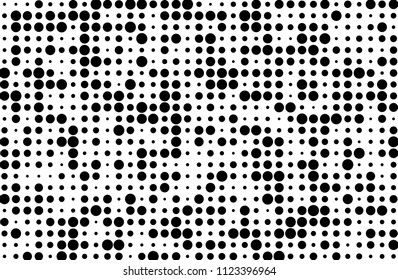Grunge halftone background. Digital gradient. Dotted pattern with circles, dots, points small and large scale. Design element for web banners, posters, cards, sites, panels Vector illustration