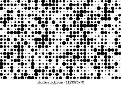 Grunge halftone background. Digital gradient. Dotted pattern with circles, dots, points small and large scale. Design element for web banners, posters, cards, sites, panels Vector illustration