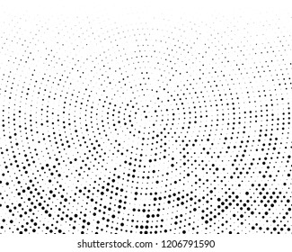 Grunge halftone background. Digital gradient. Wavy dotted pattern with circles, dots, point small and large scale. Design element for web banners, posters, cards, wallpapers, sites, panels.