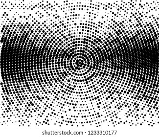 Grunge halftone background. Digital gradient. Wavy dotted pattern with circles, dots, point small and large scale. Design element for web banners, posters, cards, wallpapers, sites, panels.
