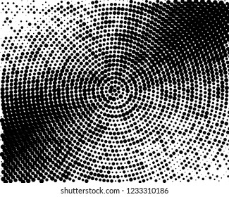 Grunge halftone background. Digital gradient. Wavy dotted pattern with circles, dots, point small and large scale. Design element for web banners, posters, cards, wallpapers, sites, panels.
