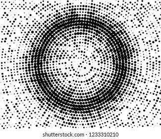 Grunge halftone background. Digital gradient. Wavy dotted pattern with circles, dots, point small and large scale. Design element for web banners, posters, cards, wallpapers, sites, panels.
