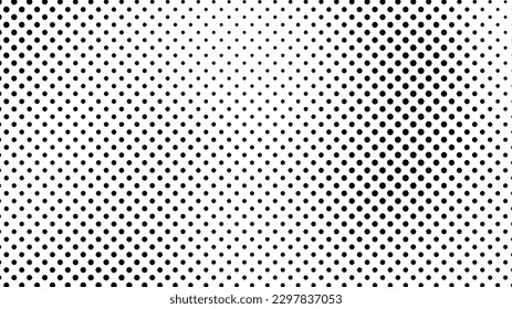 Grunge halftone background with dots. Black and white pop art pattern in comic style. Monochrome dot texture. Vector illustration