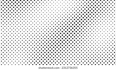 Grunge halftone background with dots. Black and white pop art pattern in comic style. Monochrome dot texture. Vector illustration