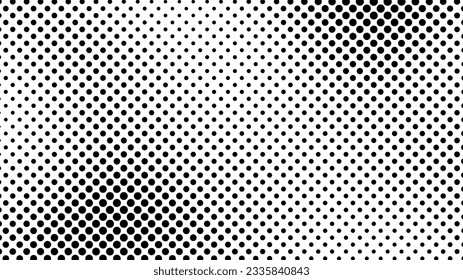 Grunge halftone background with dots. Black and white pop art pattern in comic style. Monochrome dot texture. Vector illustration