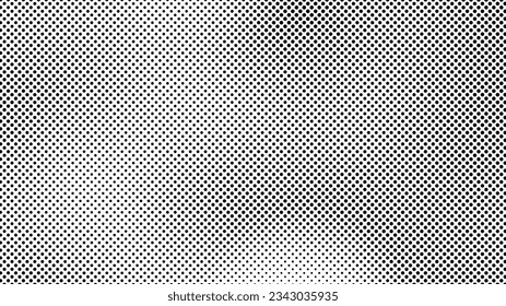 Grunge halftone background with dots. Black and white pop art pattern in comic style. Monochrome dot texture. Vector illustration