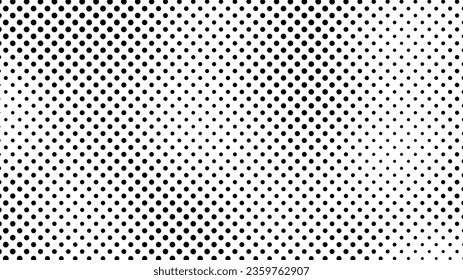 Grunge halftone background with dots. Black and white pop art pattern in comic style. Monochrome dot texture. Vector illustration