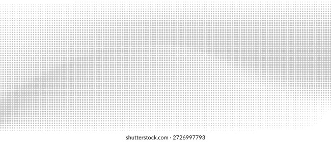 Fondo de semitono Grunge. Textura de gradiente de ruido arenoso de desvanecimiento. Fondo de pantalla de arena blanco y negro. Superposición de estilo de cómic de anime o manga. Amplio fondo pixelado retro. Vector largo medio tono de grano de impresión


