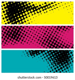 grunge halftone banners, vector illustration