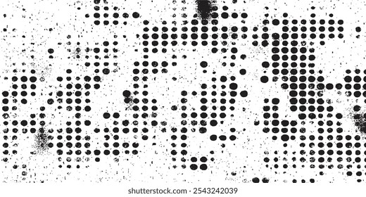 Grunge halftone black dost texture background. Vector halftone dots background. Black and white comic pattern.