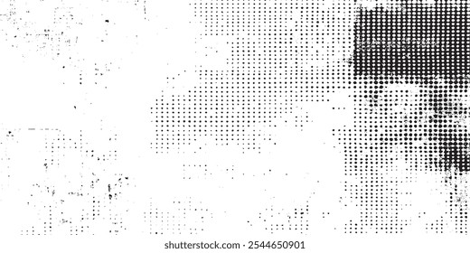 Fondo de textura de punto negro de semitono de grunge. patrón de semitono textura de fondo de punto superposición Vector lineal de distrés de grunge.

