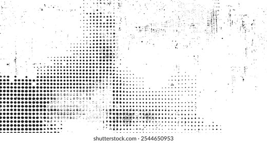 Fondo de textura de punto negro de semitono de grunge. patrón de semitono textura de fondo de punto superposición Vector lineal de distrés de grunge.


