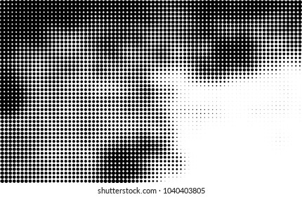 Grunge halftone is black and white. Abstract texture of dots for printing and design