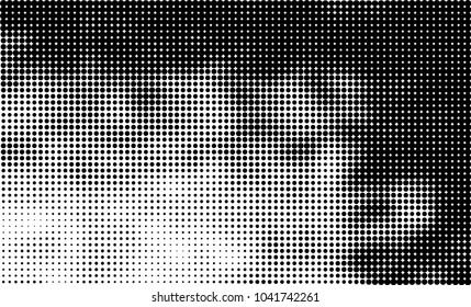 Grunge halftone is black and white. Abstract texture of dots for printing and design
