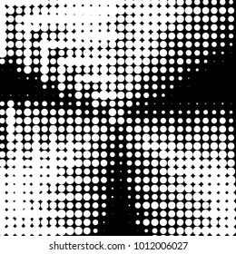 Grunge halftone black and white dots texture background. Spotted vector Abstract Texture
