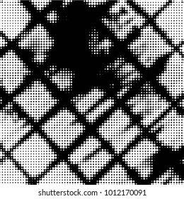 Grunge halftone black and white dots texture background. Spotted vector Abstract Texture
