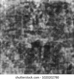 Grunge halftone black and white dots texture background. Spotted vector Abstract Texture

