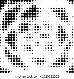 Grunge halftone black and white dots texture background. Spotted vector Abstract Texture
