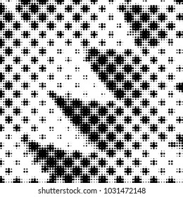 Grunge halftone black and white dots texture background. Spotted vector Abstract Texture
