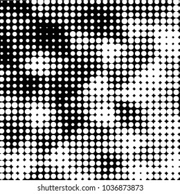 Grunge halftone black and white dots texture background. Spotted vector Abstract Texture
