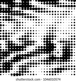 Grunge halftone black and white dots texture background. Spotted vector Abstract Texture
