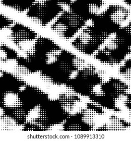 Grunge halftone black and white dots texture background. Spotted vector Abstract Texture
