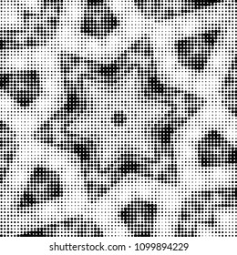 Grunge halftone black and white dots texture background. Spotted vector Abstract Texture
