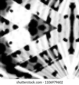 Grunge halftone black and white dots texture background. Spotted vector Abstract Texture
