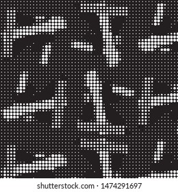 Grunge halftone black and white dots texture background. Spotted vector Abstract Texture