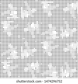 Grunge halftone black and white dots texture background. Spotted vector Abstract Texture