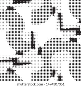 Grunge halftone black and white dots texture background. Spotted vector Abstract Texture