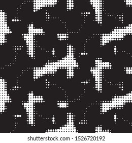 Grunge halftone black and white dots texture background. Spotted vector Abstract Texture