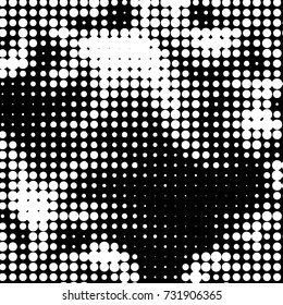Grunge halftone black and white dots texture background. Spotted vector Abstract Texture

